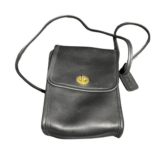 COACH VINTAGE BLACK LEATHER SCOOTER CROSSBODY BAG 9893‎ USA - Picture 1 of 11